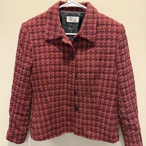 Stylish Women's Red Tweed Blazer